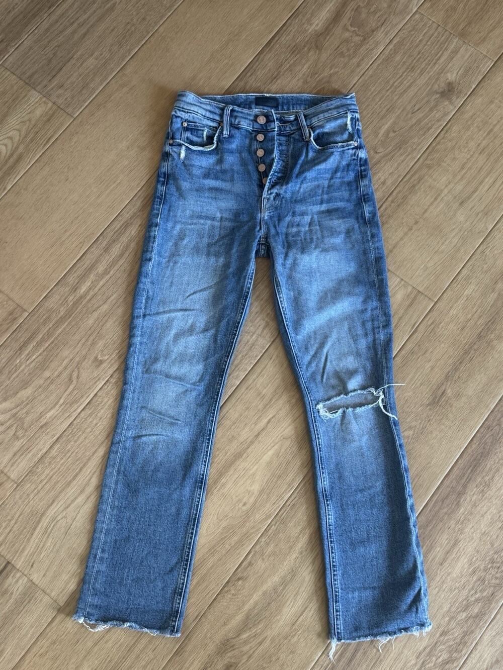 Mother The Pixie Dazzler Ankle Fray Jeans High Rise Women’s 24 Distressed